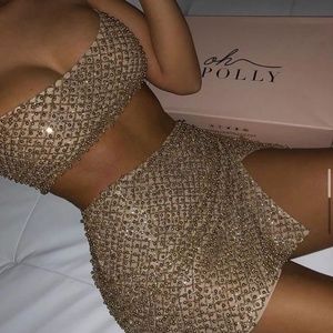 OhPolly Gold Two-Piece Dress